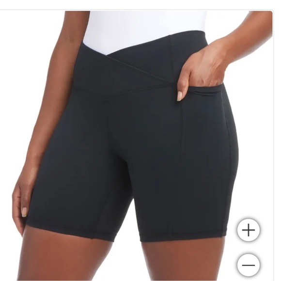 New Danskin Women's Cross Waist Bike Short, 2-pack black pink - Picture 2 of 7